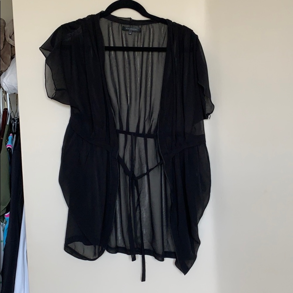 QED London Black Sheer Tie Top M